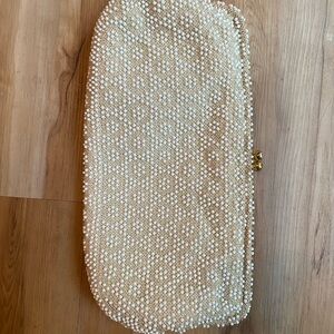 Vintage 1950s Beaded Clutch with Crystal Closure